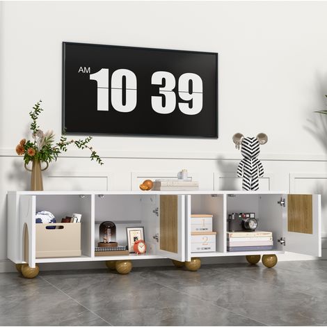 mobile tv contenitore 175 cm 4 ante bianco legno OKMYHOME (1/5)