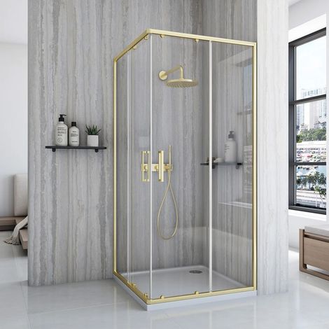 DUSCHKABINE REA CITY 80X80 GOLD BRUSH