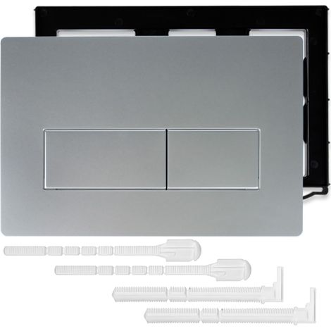 Plaque De Commande Déclenchemen Wc Gris Pour 01 20 30 50 Up320 Et 300, Panneau Réservoir D'Eau éQuipée D'Un Cadre Fixation Et Set De Leviers De Chasse (Gris) (1/5)