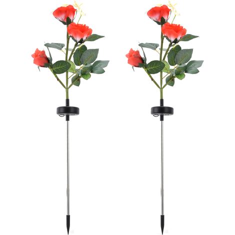 2pcs LED Solar Flower Lights imperméable lampe artificielle roseraie artificielle pour aménagement paysagiste extérieur (1/5)