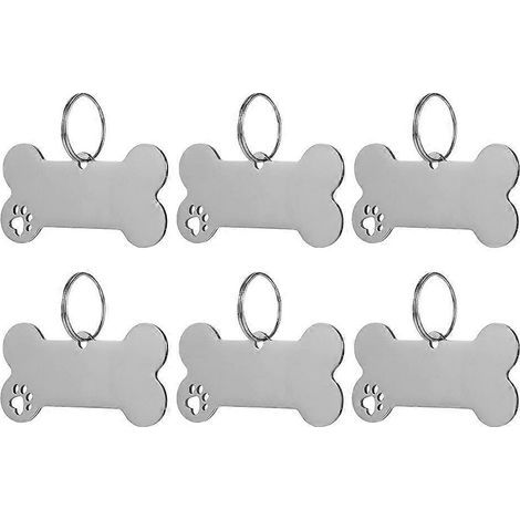 Set mit 6 personalisierten Namensschildern für Hunde, Katzen und Welpen Halsbandzubehör für Hunde. – 4,00 x 2,00 x 0,10 cm – Silber