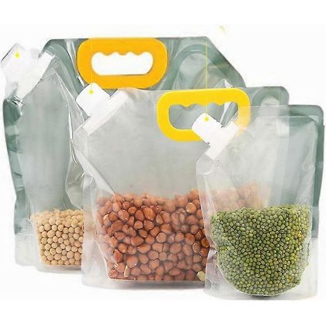 Lot de 3 sacs de rangement pour céréales grande capacité, 10 boîtes de rangement réutilisables pour céréales (1/4)