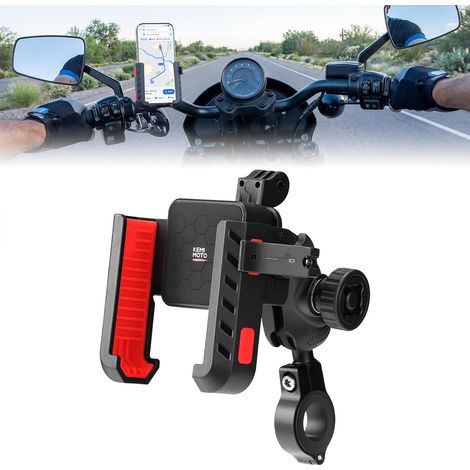 Support Téléphone Moto, Support Telephone Moto Antivol et Antichoc, Porte Telephone Velo 360° Rotation pour Trotinette Electrique, Scooter, VTT, Compatible avec 4,7"-7,2" Smartphones (1/5)