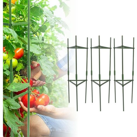 3-teiliger Tomatenstützkäfig – Leichtes dreieckiges Pflanzengitter aus Stahl, 80 cm (1/5)