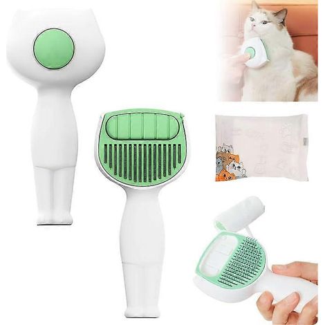 Brosse de nettoyage pour fourrure 4 en 1 universelle avec 100 lingettes humides, brosse autonettoyante multifonctionnelle pour chat, brosse pour fourrure de chat. (1/5)