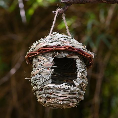 Straw bird nests, handmade woven bird nests, gardening, outdoor decorations, pet supplies (1/5)