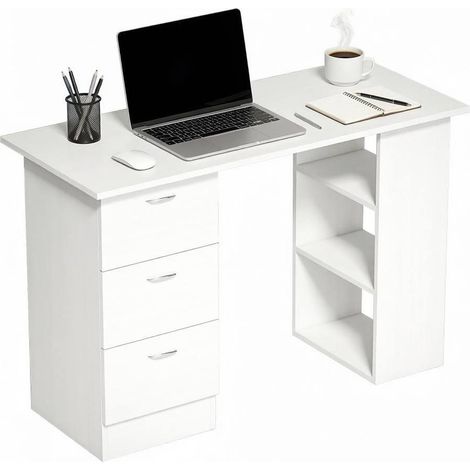 Scrivania computer con 3 cassetti e ripiani 120 cm OKMYHOME (1/2)
