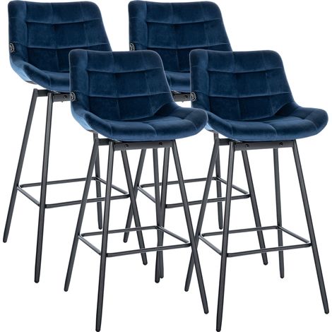 4er Set Barhocker Weston schwenkbar blau Samt