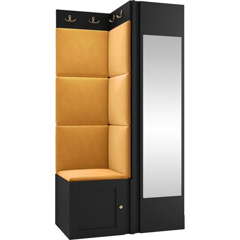 Conjunto para recibidor Hartford 382, Manila 32, 186x82x46cm, Espejo, MDF, Aglomerado laminado, Tapiz, Montada en la pared, Colocada (1/5)