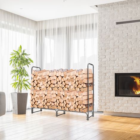 184CM Support pour Bois de Chauffage Support de Bûches avec Housse en PVC 600D Imperméable et Construction Robuste Gris (1/2)