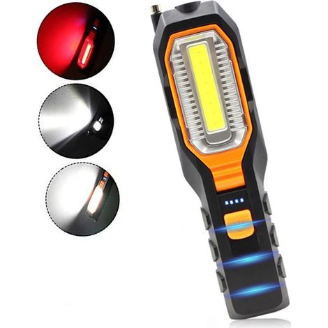 Lámpara de trabajo LED COB superbrillante recargable por USB, portátil y con base magnética, ideal para talleres mecánicos. (1/5)