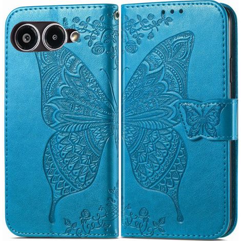 Funda tipo libro para T Phone 3 5G, mariposa, azul (1/5)
