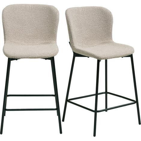 MINA-Tabouret de bar en tissu taupe (x2) (1/5)
