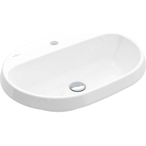 Villeroy & Boch Architectura - Lavabo à encastrer, 600x450 mm, sans trop-plein, trou de robinet, CeramicPlus, blanc alpin