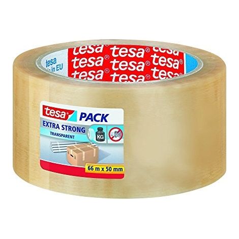 Tesa Cinta De Embalaje Extra Fuerte En PVC Transparente 50 Mm X 66 M - Paquete De 6 Rollos