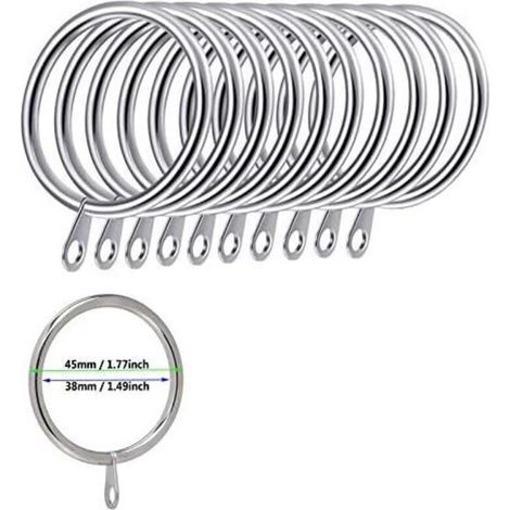 50 Pack Metal Curtain Rings for Curtains and Rods, 38mm Inner Diameter (Silver) (1/4)