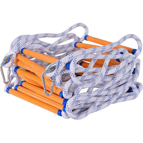 ÉChelles de Secours, Echelle de Cordes 5M Echelles de Corde de Sécurité Portable éChelle Pliante avec 2 Crochet pour fenêtre Balcon et Garde-Corps pour Adulte Enfants (10mm) (1/5)