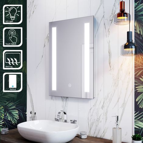 ELEGANT Anti-Fog Mirror LED Illuminated Bathroom Mirror 500x700mm Aluminum Back Frame Mirror with Sensor (1/5)