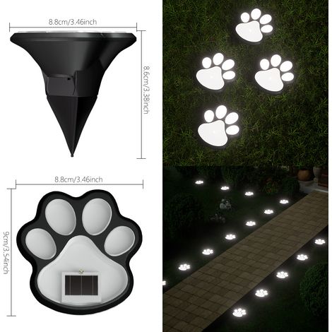 Lampe Solaire Extérieur en Forme de Patte de Chien, Luminaire LED à Planter pour Jardin et Cour, Décoration Étanche IP65, Éclairage Paysager Enfoui Blanc Froid-lsw