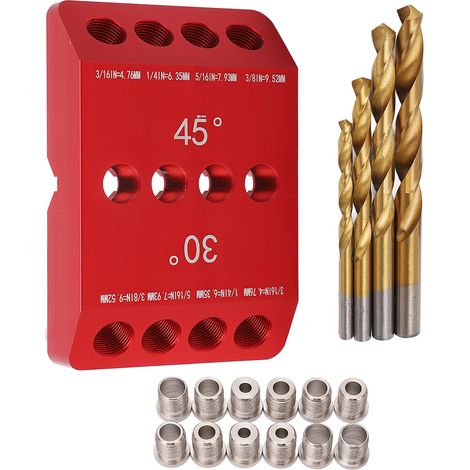 Guide de perçage à 30°, 45° et 90° - Gabarit 4 tailles pour bois, bricolage et construction (1/5)