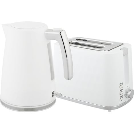 HOMCOM Set Bollitore Elettrico 2200W 1.7L e Tostapane Doppio 7 Livelli Bianco