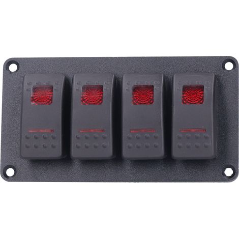 Panneau de commande à bascule à 4 positions avec rétroéclairage LED, 5 broches, protection contre la surchauffe, adapté aux véhicules, navires, yachts et bateaux 12V/24V, avec un voyant rouge. (1/5)
