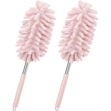 Set mit 2 waschbaren Mikrofaser-Staubtüchern für Auto, Deckenventilator, Fenster, Möbel, Büro bis zu 76,2 cm (rosa) (1/2)