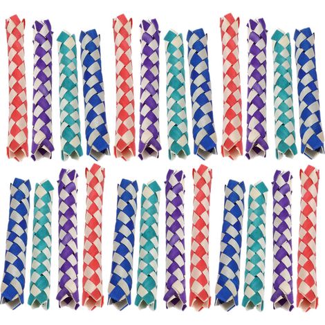 Set di 24 trappole da dito per uccelli e pappagalli, giocattoli da masticare, giocattolo fai-da-te in bambù cinese per feste di bambini -Crezuo