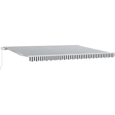 Store banne manuel rétractable, gris anthracite et blanc, 450 x 300 cm (1/5)