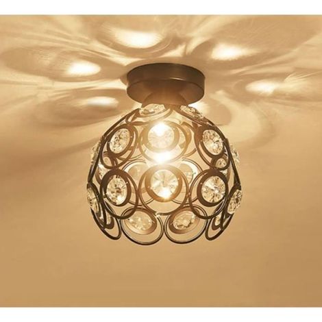 Abat-jour cage en cristal 20cm plafonnier lustre chambre salon lampe blanc (1/4)