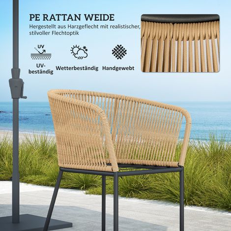 Ensemble de salon de jardin 5 pièces, 4 fauteuils, 1 table, rotin synthétique, armature en métal, coussins déhoussables, pour balcon, vert kaki