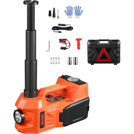 Cric Électrique pour Voitures 5 T, Cric de Levage Réglable avec Gonfleur Intégré, Outil Démonte-Pneu Portable avec Marteau Sécurisé et Lumière LED, pour Urgence Dépannage Routière SUV Berline (1/5)