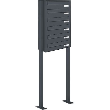 6er Standbriefkasten Freistehend Durchwurfanlage RAL 7016 Anthrazit (1/5)