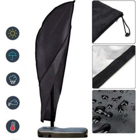 Grande housse imperméable pour parasol déporté avec fermeture éclair et cordon, 265 cm, noir (1/4)