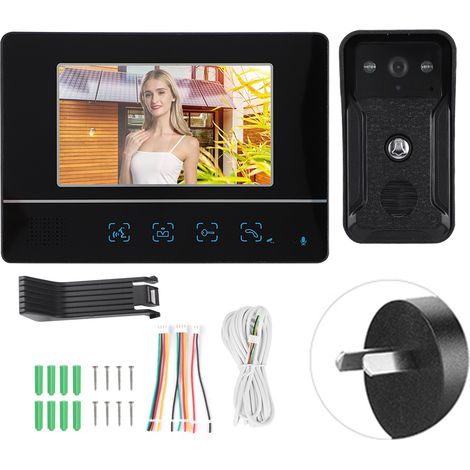Sonnette filaire avec moniteur TFT 7 pouces, interphone vidéo, caméra de porte, système de contrôle d'accès 100-240V, prise AU (1/5)