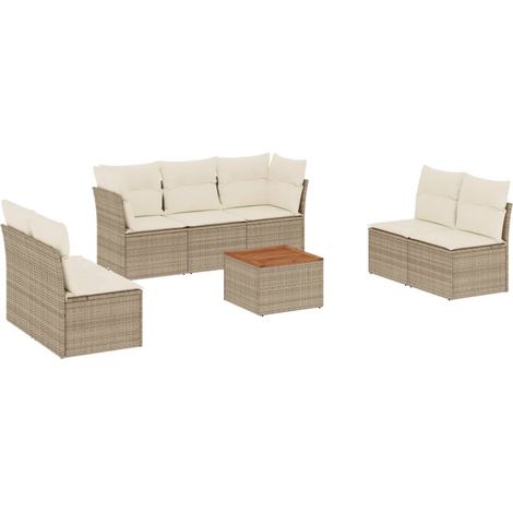 Maison Exclusive - Juego de sofás de jardín con cojines beige 8 p (1/3)