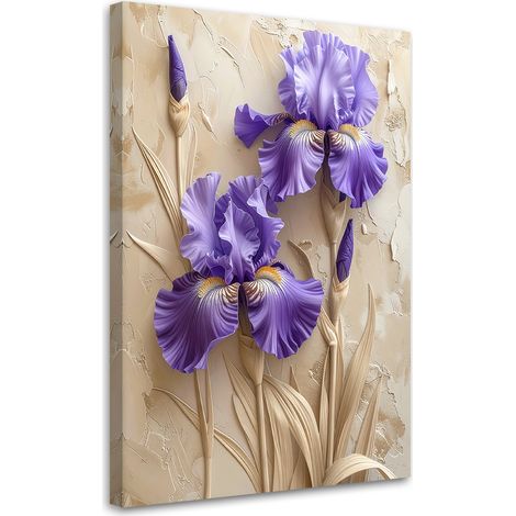 Stampe su Tela, Gigli viola in un'elegante composizione decorativa. - 40x60 (1/2)
