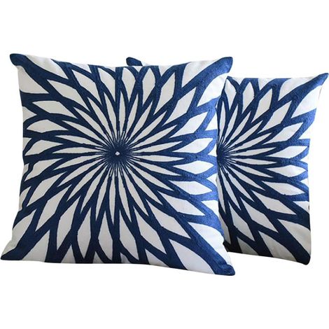 100% cotton pillowcases, soft classic embroidery. Decorative square vintage retro cushion cover for living room, sofa, bedroom (45.7 x 45.7 cm) (1/5)