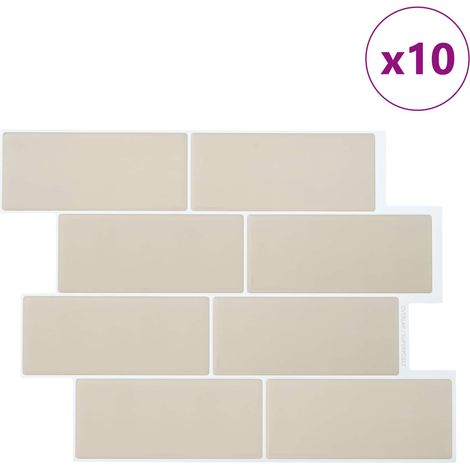 Carrelage Métro Adhésif Mural Cuisine et Salle de Bain Polyuréthane Beige Lot de 10 (1/5)