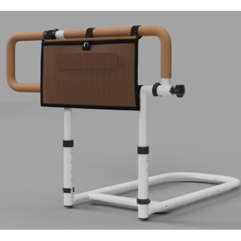 COSTWAY Sponda Letto Anziani Regolabile e Pieghevole,Altezza/Larghezza Aggiustabile,Base a U,Marrone