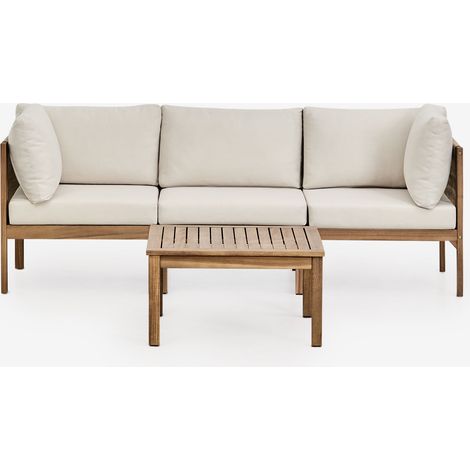 Set soggiorno con divano modulare a 3 pezzi con braccioli e tavolino in legno di acacia Branson SKLUM (1/5)