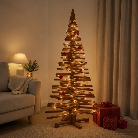 vidaXL Árbol de Navidad de madera KOTKA 150 cm Madera de Pino Maciza (1/5)