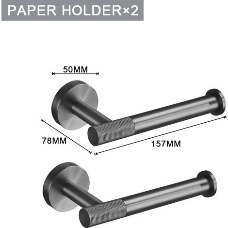 Graue Badzimmer-Halterung, Toilettenpapierhalter mit 2 Haken, modernes und robustes Sanitärzubehör - 1 Stück-lsw (1/2)