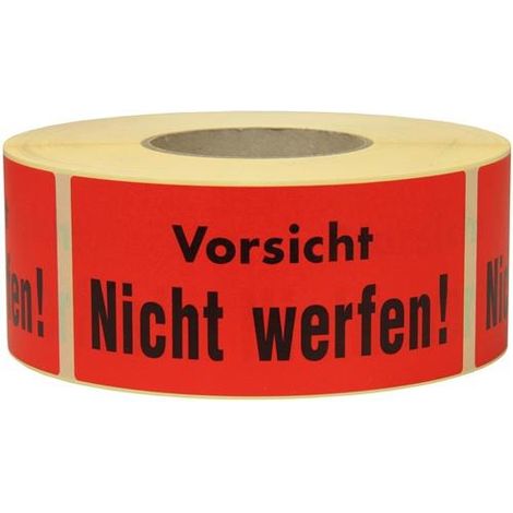 Warnetiketten Maße 145x70mm Papier rot Vorsicht Nicht werfen TRANSPAK (1/2)