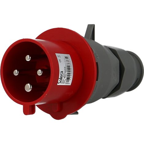 Solera – Prise mâle CEE triphasée 4 x 32A – Tension 400V – Indice de protection IP44 – Pour chantiers humides et espaces confinés