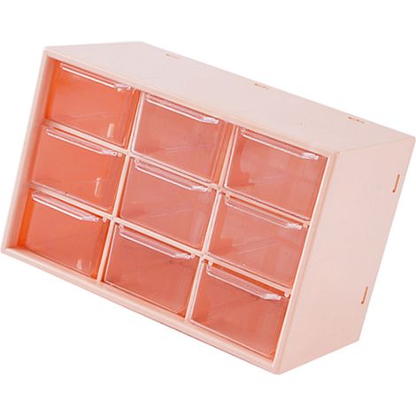 Schreibtisch-Organizer, Schubladenbox mit neun quadratischen Fächern, Aufbewahrungskoffer für Kosmetikartikel, rosa (1/5)