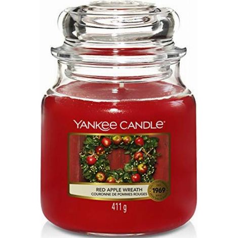 Yankee Candle Candela profumata in giara media Red Apple Wreath Durata Fino a 75 Ore (1/5)