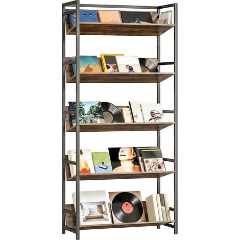 HOMCOM Anti-Slip Design 5-Tier Rustic Brown