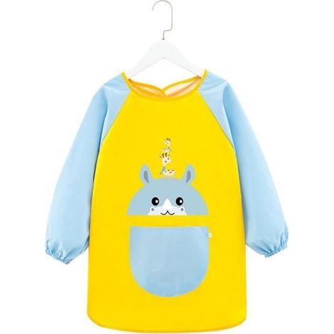 Tablier Enfant - Blouse Peinture Impermeable - Manches Longues Ajustables - Grande Poche Avant - 1 Piece