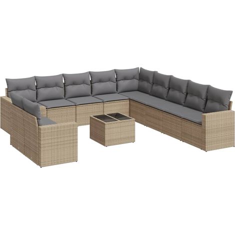 Maison Exclusive - Set Divani da Giardino 12 pz con Cuscini Beige in Polyrattan (1/5)